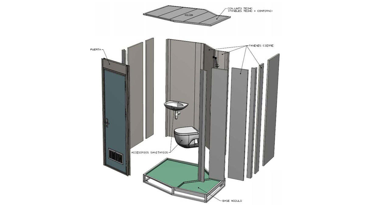 Reduced space toilet module (Assembly Kit)